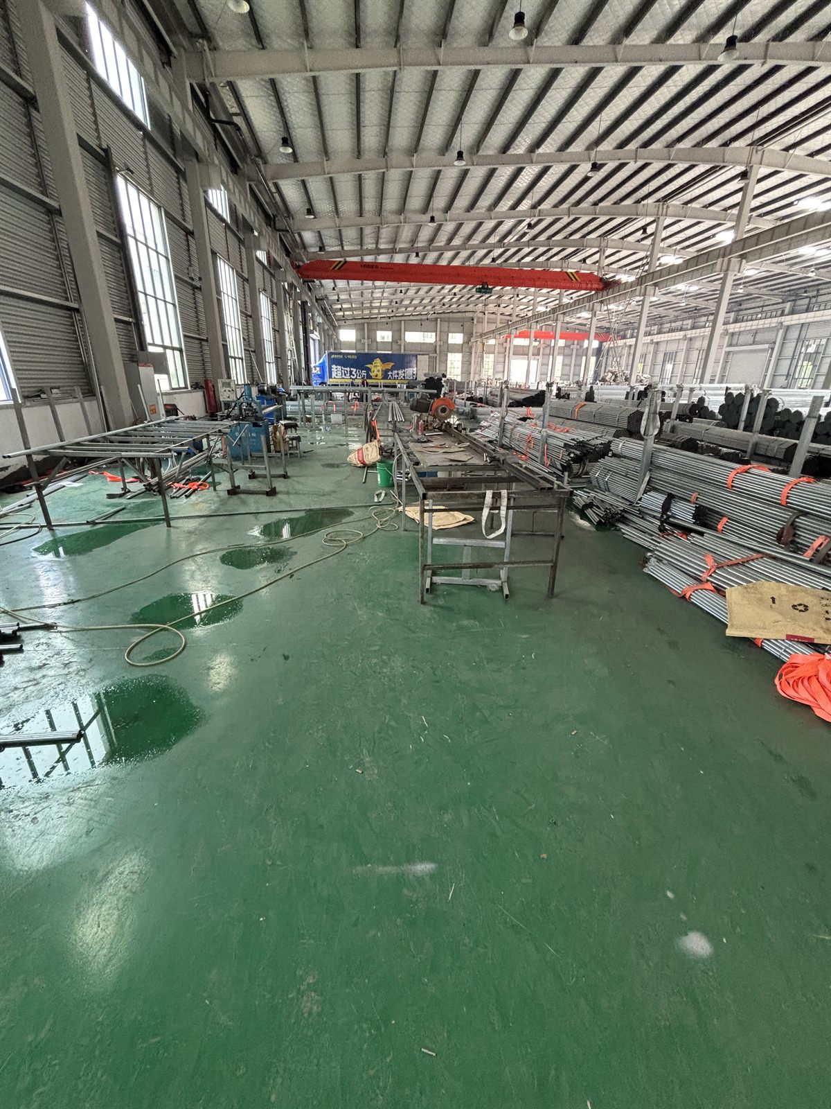 Greenhouse frame processing area in the factory