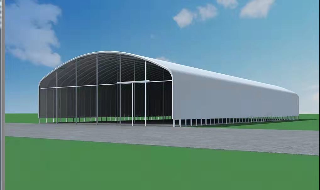 Single-span greenhouse exterior render